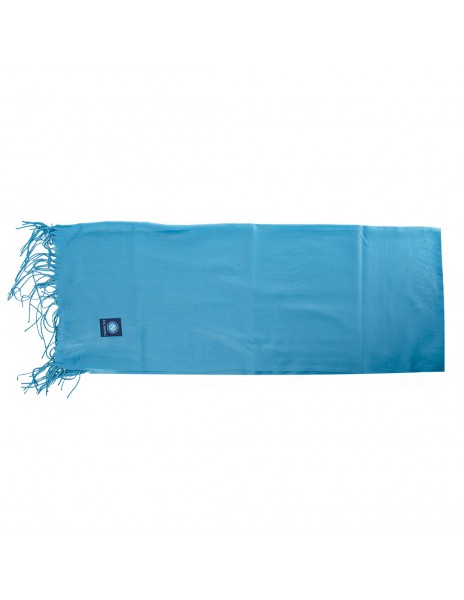 sciarpa pashmina azzurra con frange...