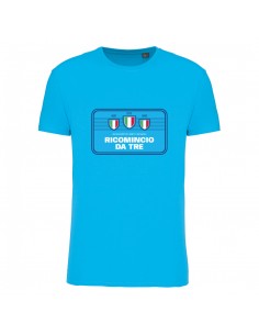 T-shirt azzurra ricomincio...