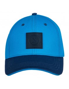 white and blue baseball hat...