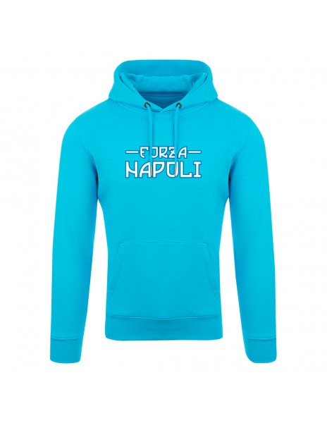 Felpa con cappuccio azzurra Forza Napoli